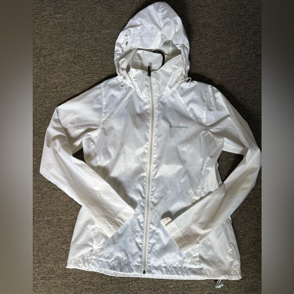 Columbia Women's White Hooded Windbreaker Jacket